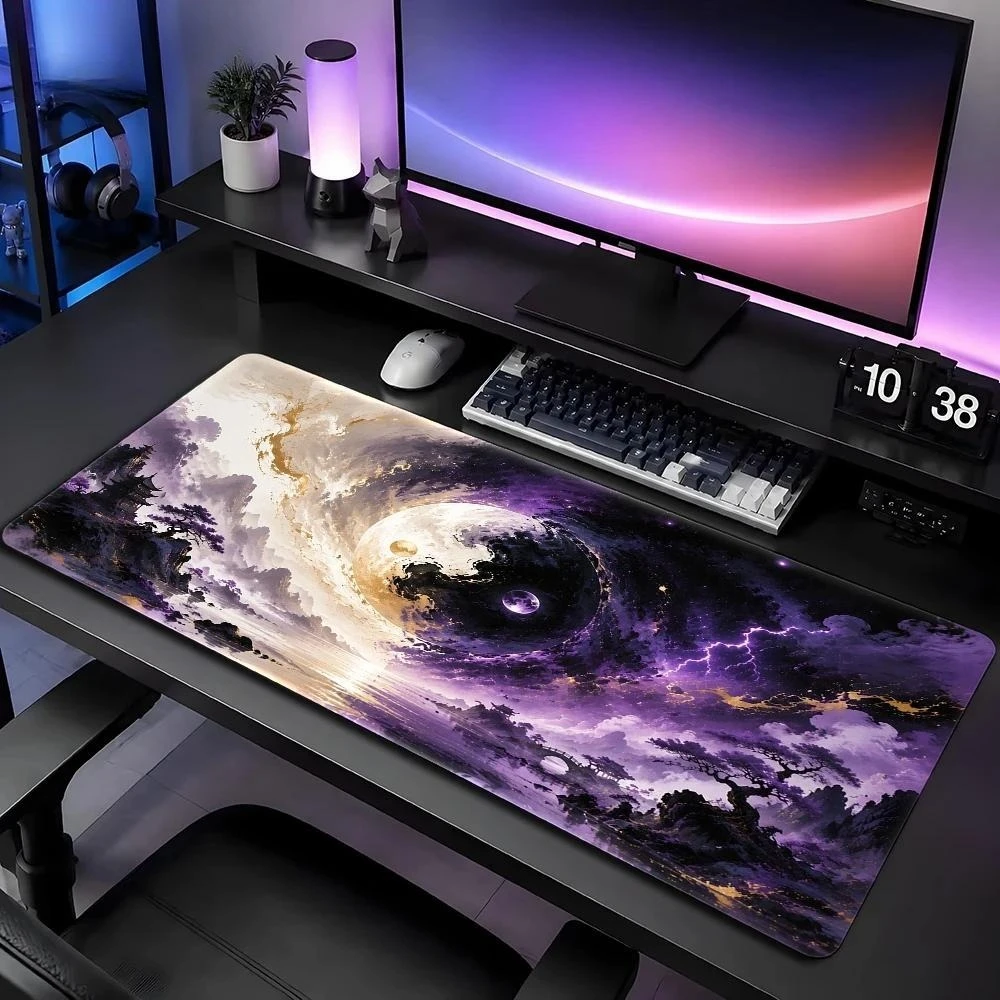 Yin-Yang Mouse Pad and Desk Mat - Yin-Yang symbol design, suitable for home office use, stain-resistant, machine washable