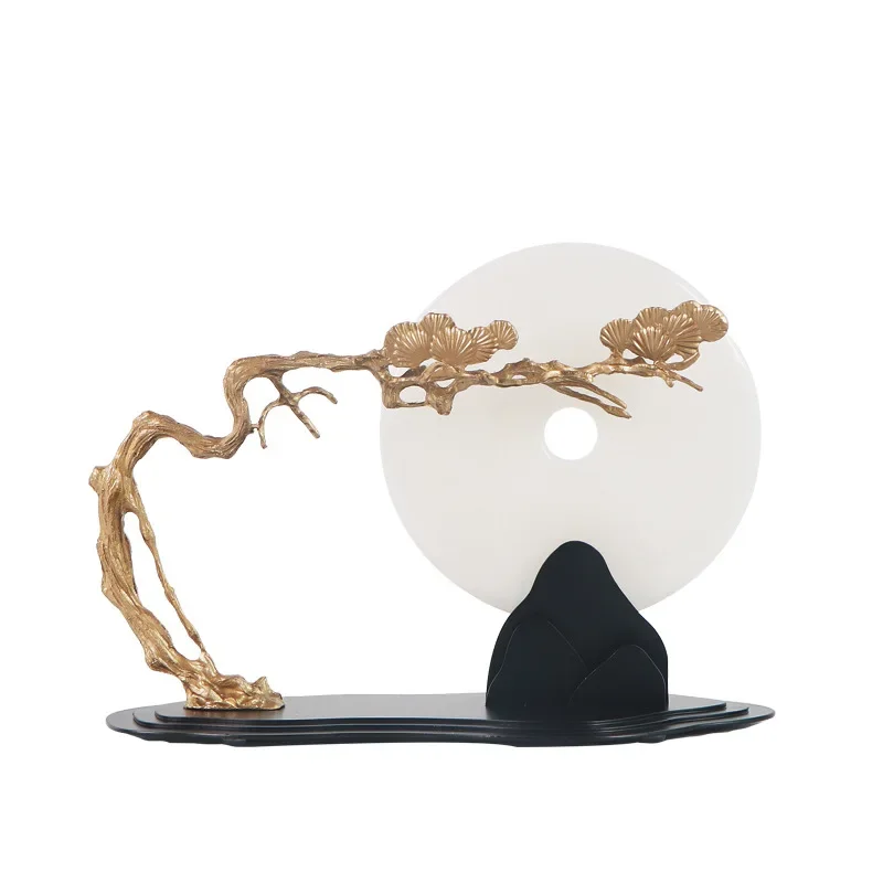 New Chinese safety buckle jade ornament high-end living room wine cabinet decoration office tea soft decoration art