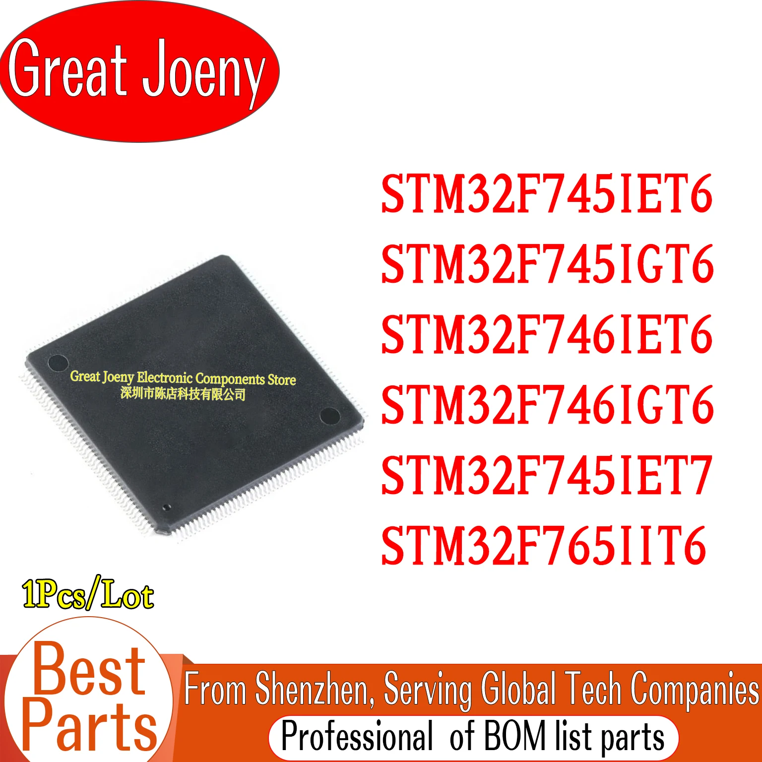 100% New Original STM32F745IET6 STM32F745IGT6 STM32F746IET6 STM32F746IGT6 STM32F745IET7 STM32F765IIT6 IC MCU Chipset LQFP-176