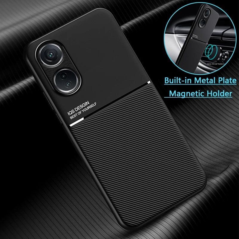 For OPPO A78 A 78 4G Case Leather Texture Magnetic Holder Phone Cases For OPPO A 78 A78 6.43" CPH2565 Shockproof Soft Back Cover