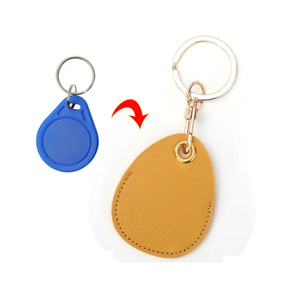 Entrance Guard Card Keychain Access Card Holder Access Control Card Pendant Leather Card Cover