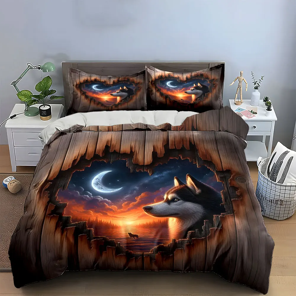 Husky Design Wall Art Set Multiple sizes kid's and adults' bedroom Exquisite 3PC bedding set, gift