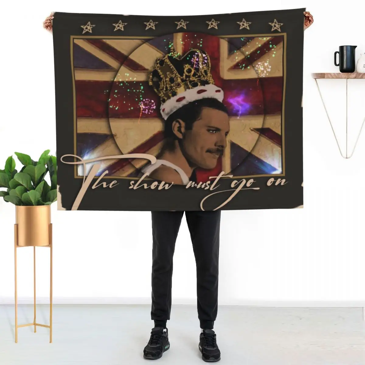 The show must go on Throw Blanket couch cozy soft plush fuzzy picnic outdoor blanket