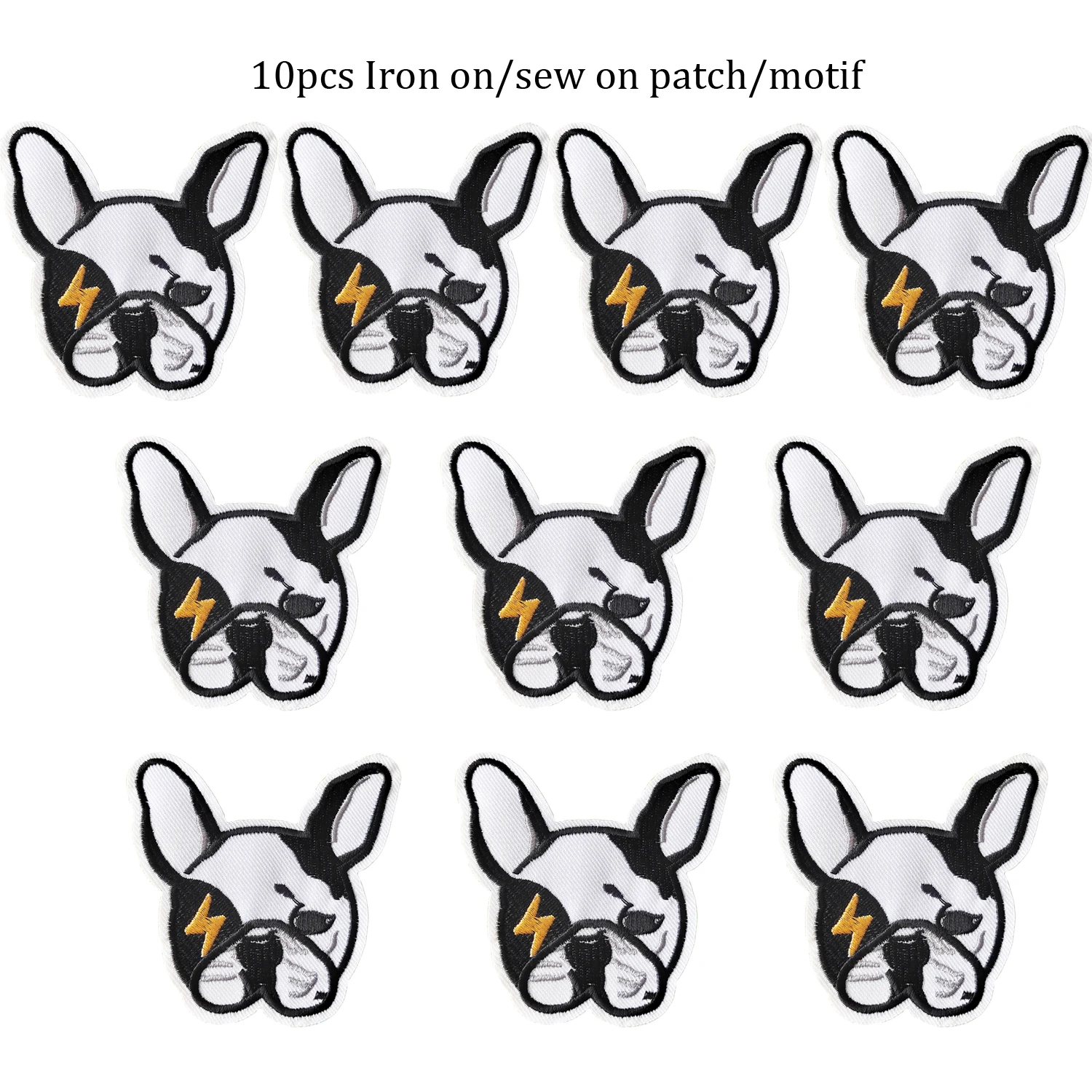 

10pcs Bulldog Cartoon Embroidery Cloth Sticker Ironing Sew-on Motifs Computer Embroidery Badge Pet Dog Cloth Patch Hot Selling