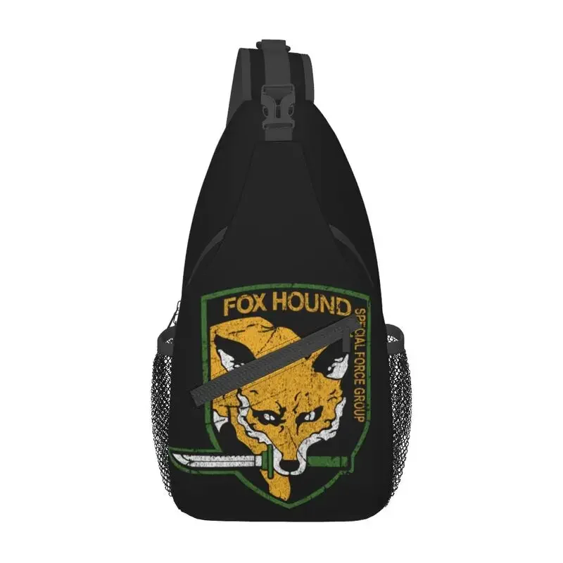 Gear Solid Fox Hound Sling Crossbody Backpack Men Custom Video Game Chest Shoulder Bag for Traveling Daypack