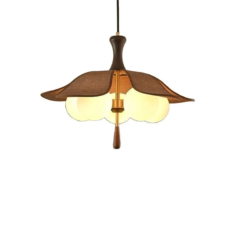 Mid Century Modern Ceiling Lights Glass Ball LED Solid Wood Flush Mount Bedroom Living Room Study Balcony New Model Pendant Lamp