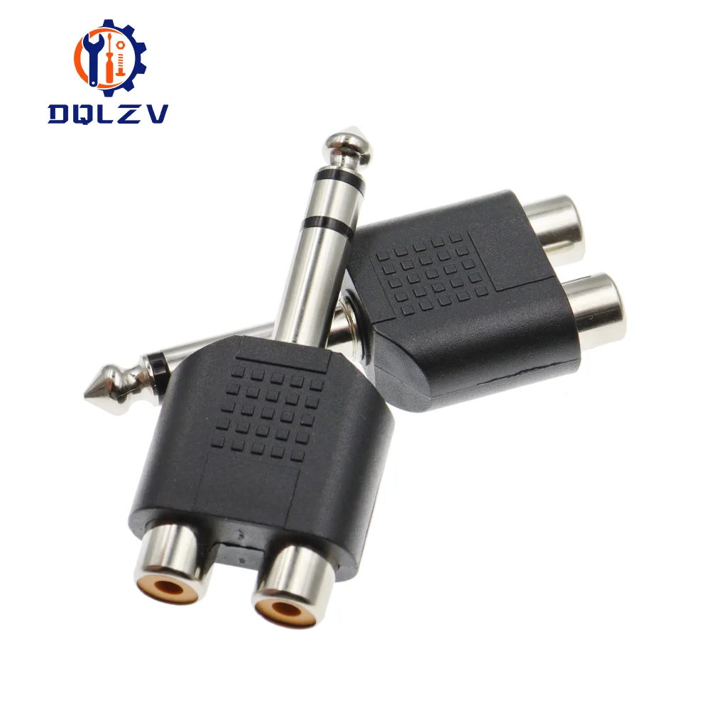 6.35 / 6.5 mm Male to Dual RCA Female audio and video adapter connection lotus three split RCA RF connector AV