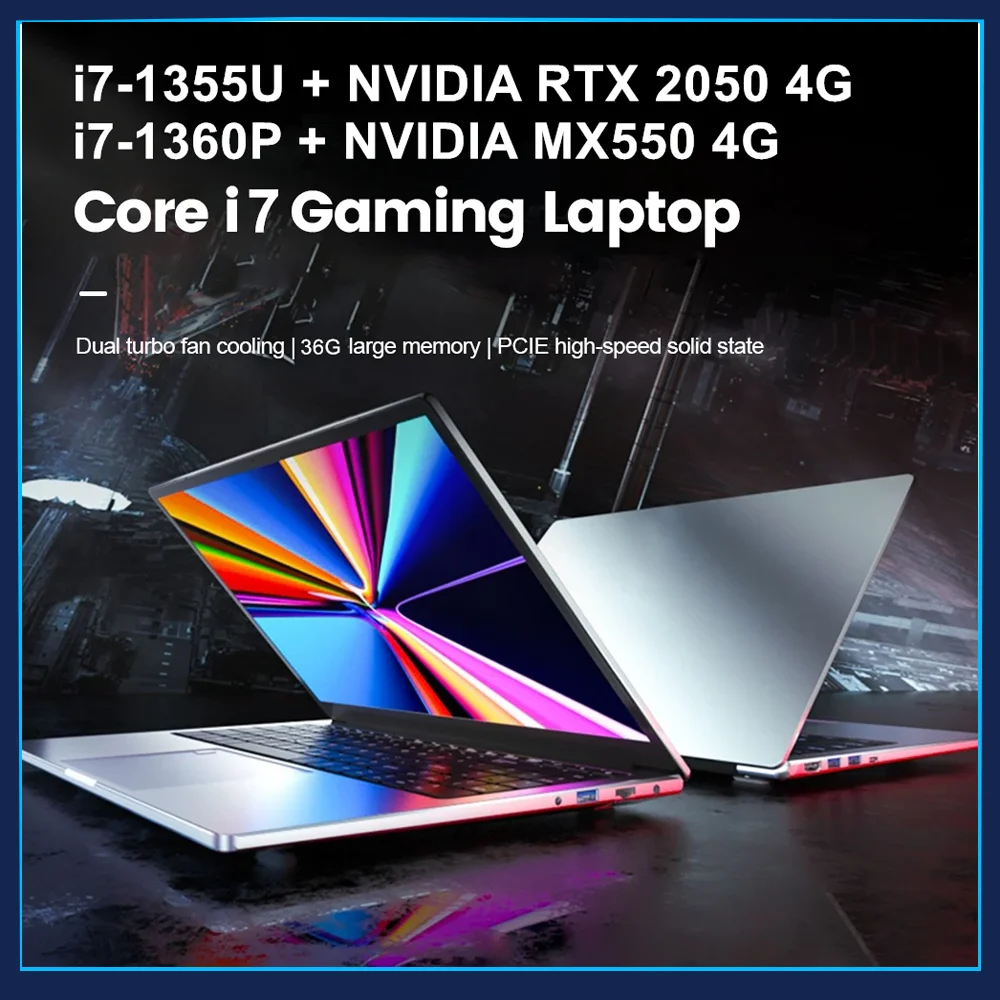 

16-дюймовый игровой ноутбук 13-го поколения i7 1360P 1355U NVIDIA RTX 2050 MX550 4G IPS Full HD офисный компьютер ПК ноутбук ультрабук Win11