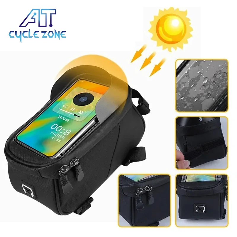 

Touch-Screen Bike Phone Holder BagFront Frame Bag Bike Tube Bag Waterproof Bicycle Top Tube Bag for Outdoor Cycling Accessories