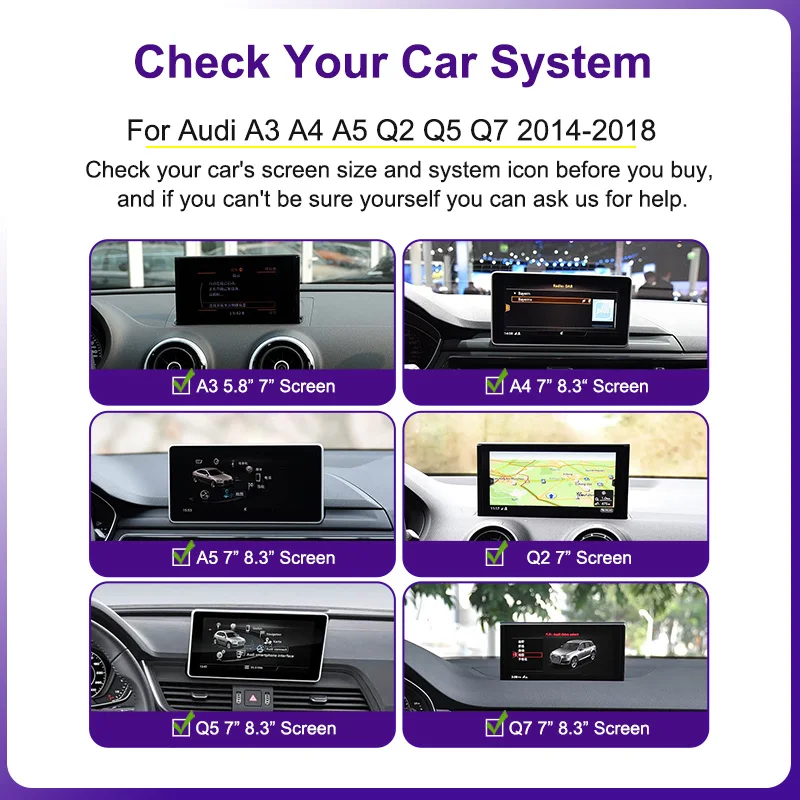 AUTOTOP Kabelloser CarPlay Android Auto Decoder für Audi A3 A4 A5 Q2 Q5 Q7 2014-2018 Android Auto Mirror Link AirPlay Kamera – Detail 5