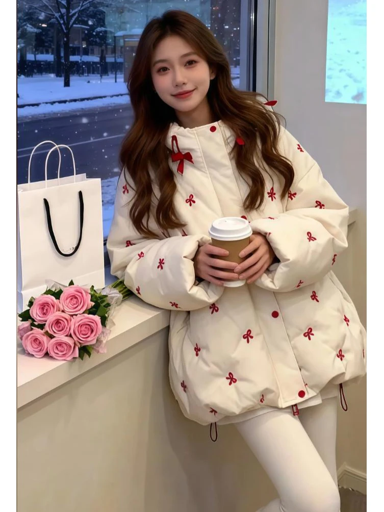 

ort Padded Hooded Jaet Women's Thiened Warm Bread Sle Coat Casual Loose Fit Winter Faion New Arrival Korean Version