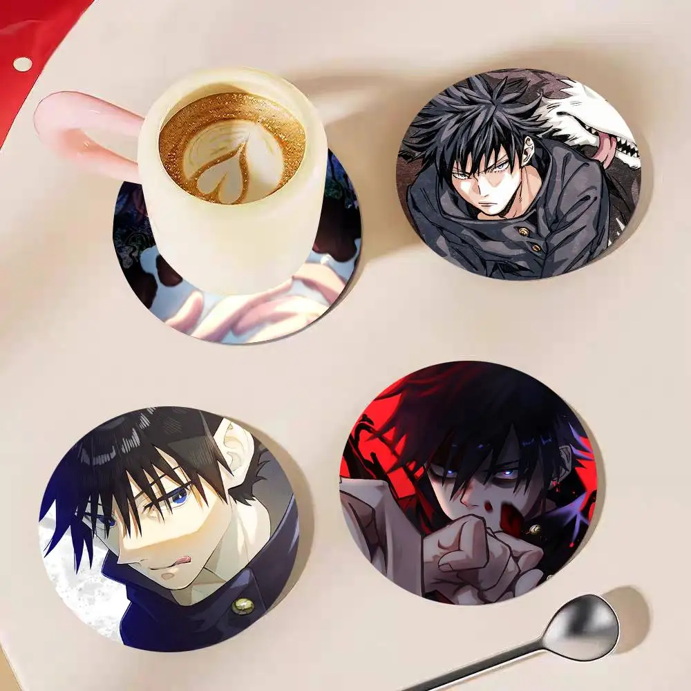 Anime Jujutsu Kaisen Fushiguro Megumi Round Wooden Coasters 
