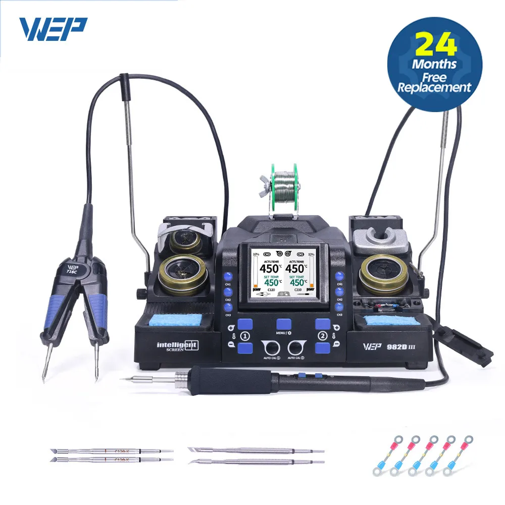 WEP 982D-III Precision Soldering Iron Tweezers Station With Auto Temperature Calibration For Microscope Soldering Electronics