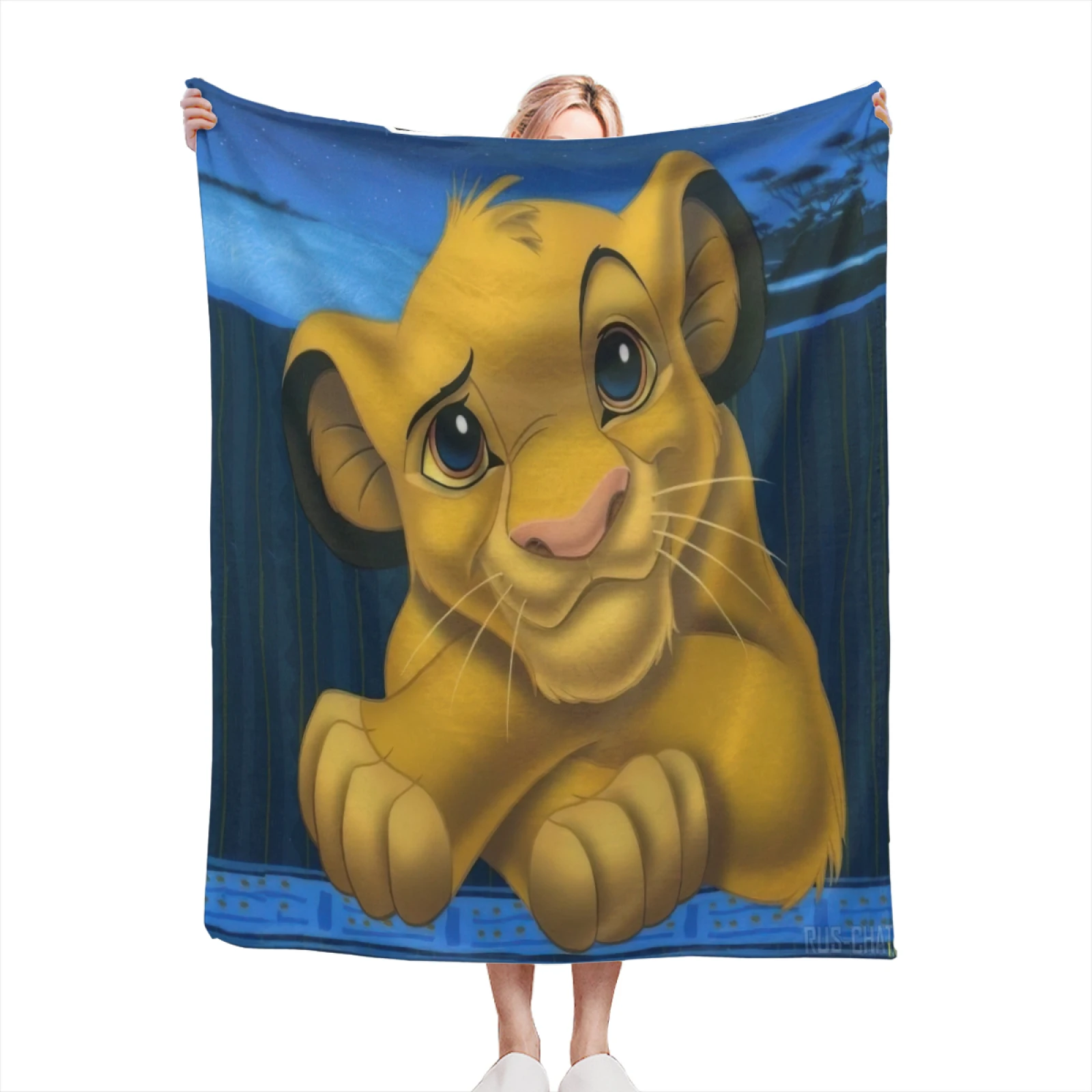 Blue Simba Lion King and Nala Plush Blanket Baby Children Boys Kids Gift Throw Sofa Bed Cover Bedding Bedroom Bedspreads