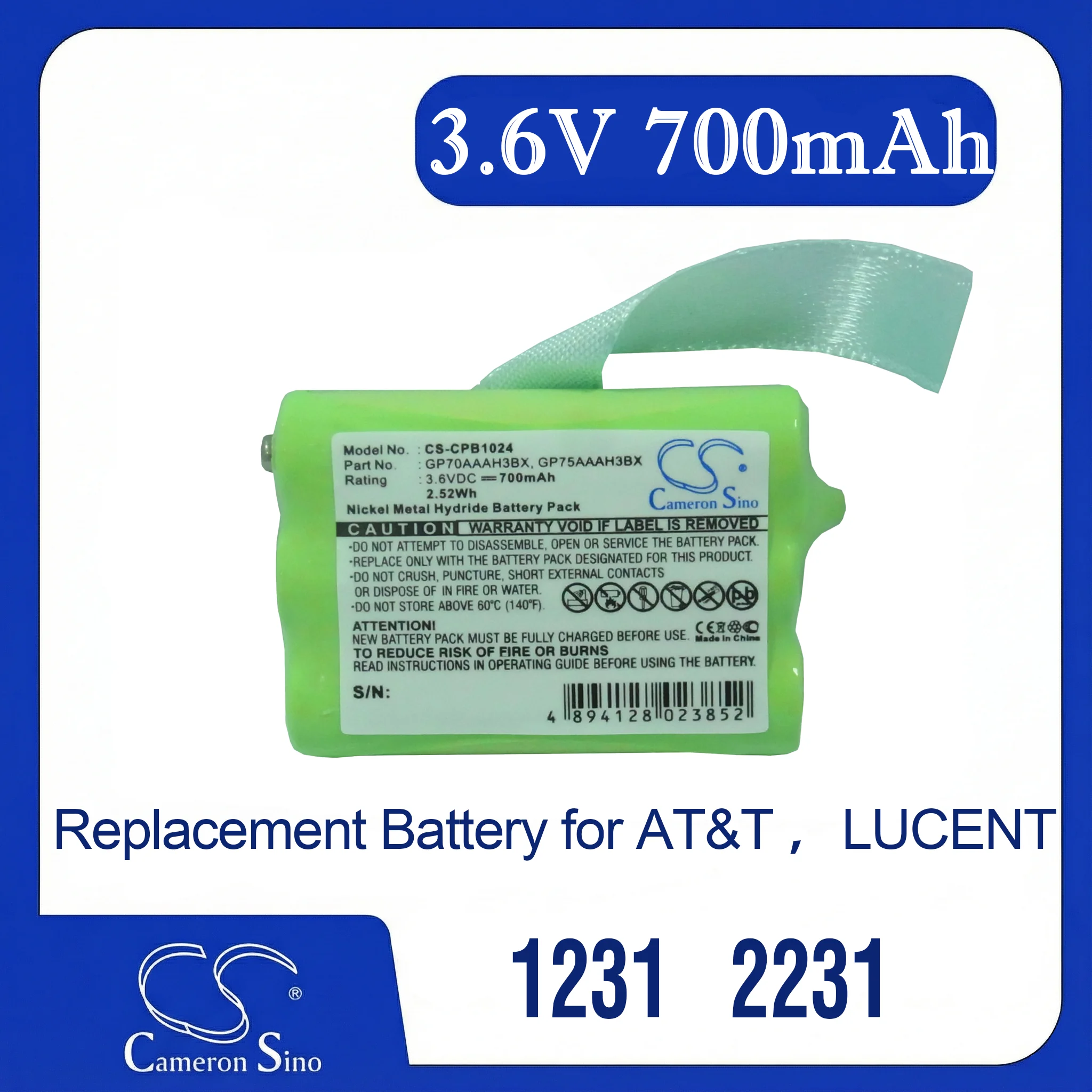 

Cameron Sino Replacement Battery for AT&T 1231, 2231, 2419, 2420, 8055420000,, Fits P/N