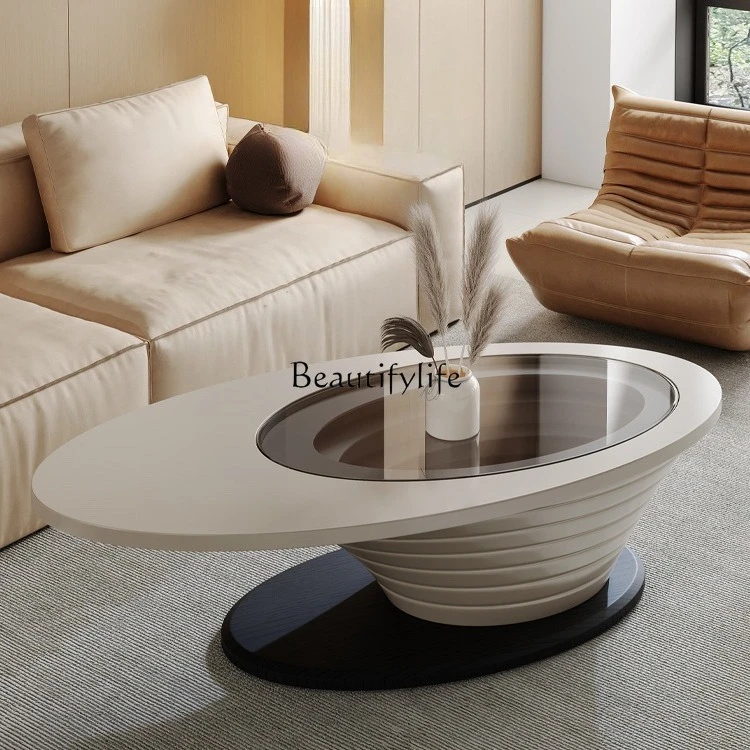 

Living room household light luxury modern simple size apartment oval coffee table table