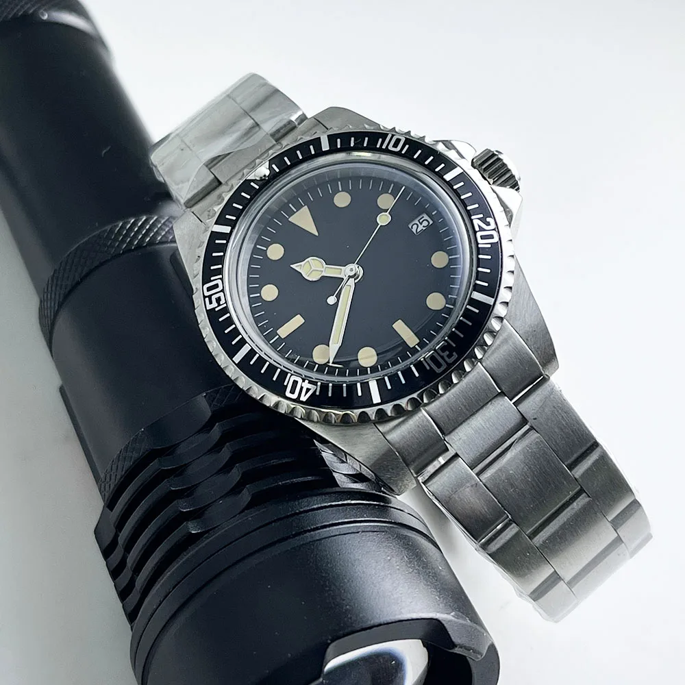 ساعة كلاسيكية للرجال مقاس 39 ملم مقاومة للماء، إطار دوار متعدد الألوان، ميكانيكية أوتوماتيكية قابلة للطي بإبزيم من الفولاذ المقاوم للصدأ