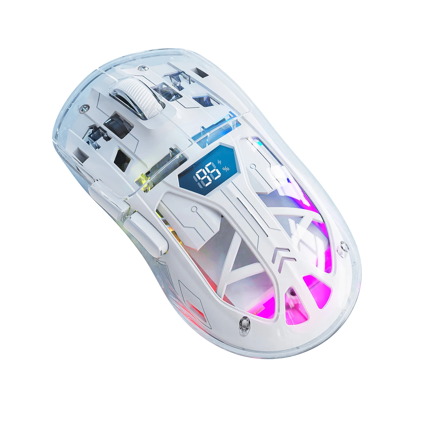 

A2 Transparent Digital display Wireless Mouse, RGB ,Bluetooth Dual-mode Connection ,Win/Mac