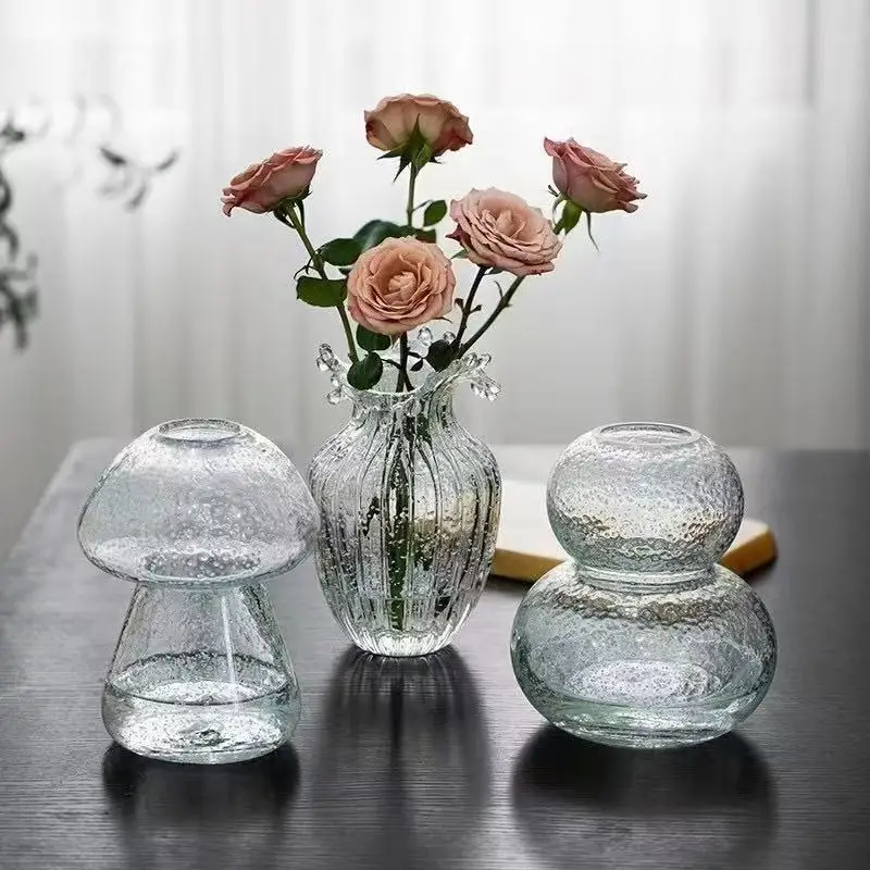 Cx luminous glacier vase glass transparent flower arrangement rose flower living room dining table hydroponic ornament