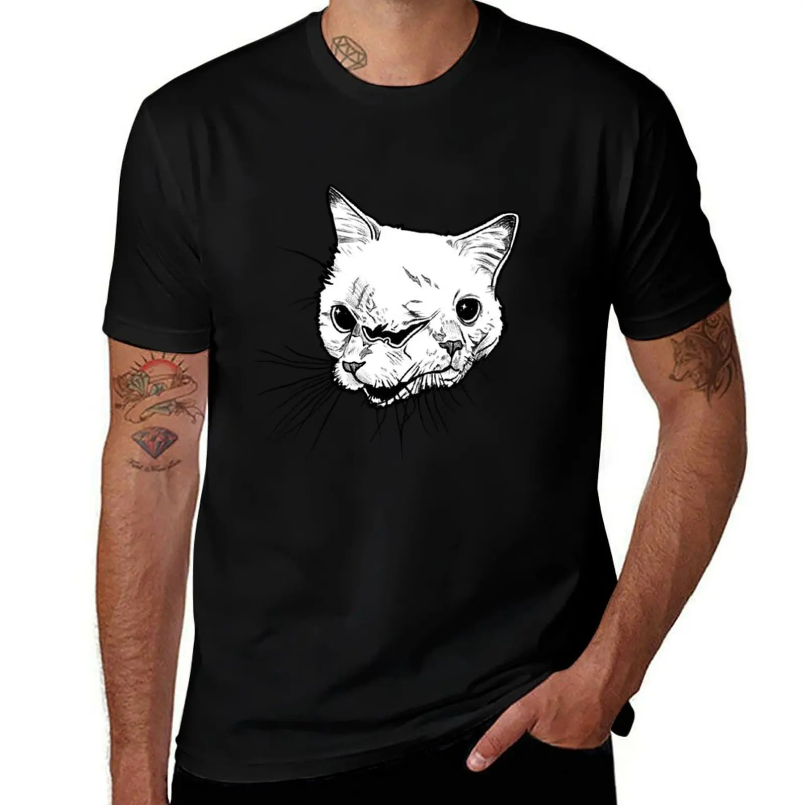 Two faced cat T-Shirt Work Outdoor Short Sleeve Tee T-Shirt