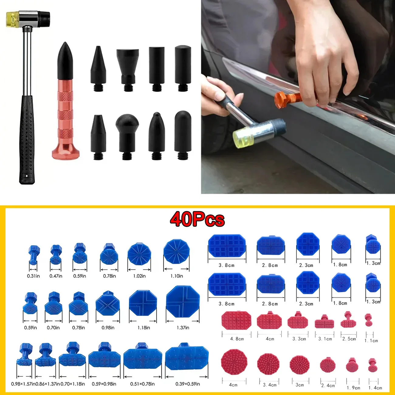 Largura ajustável Car Kit Dent Repair, corpo Paintless, T Extrator, Removedor de Ventosa, Ferramentas para Oficina Auto, 2 em 1