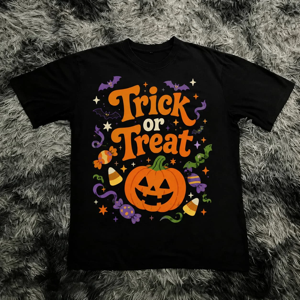Halloween Funny Casual Trick Or Treat Cute Men T Shirt Women Tee Boys Top Children Parent Child Cotton short sleeves kids Tshirt