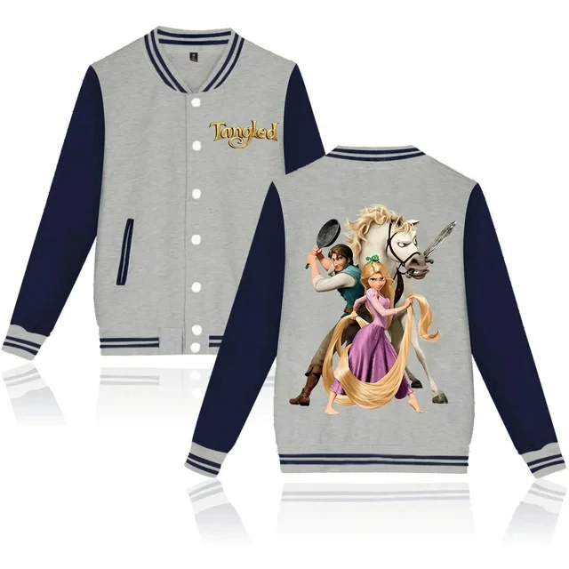 

Disney Tangled Rapunzel Princess Varsity Baseball Bomber Jacket Men Women Hip Hop Harajuku Jackets Kids Boys Girls Single Coats