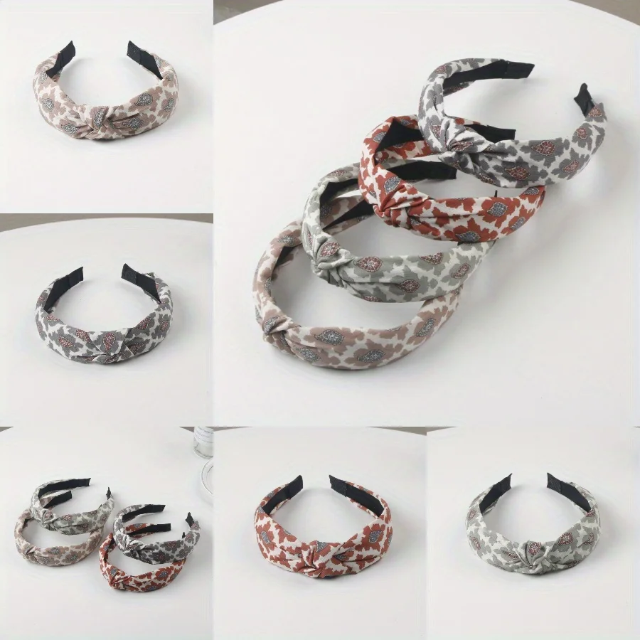 

Floral Headband with Knot Design Vintage Elegant Style Non-Slip Comfortable Women Girls Vacation Party Daily Hair Accessories