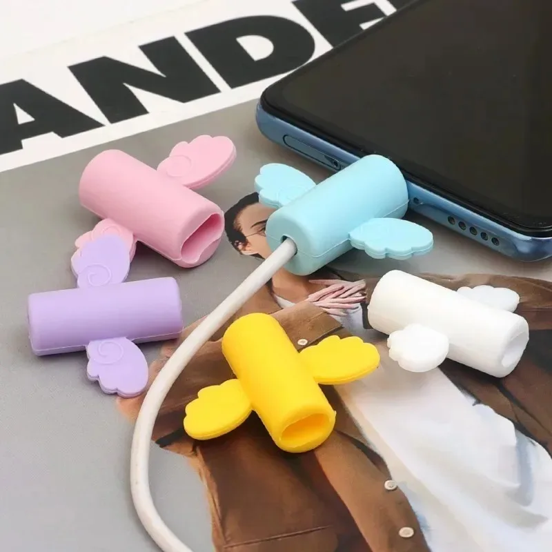 Kawaii Cute USB Charging Cable Winder Protector Data Cord Anti Break Protective Cover Soft Silicone Charger Wire Protection