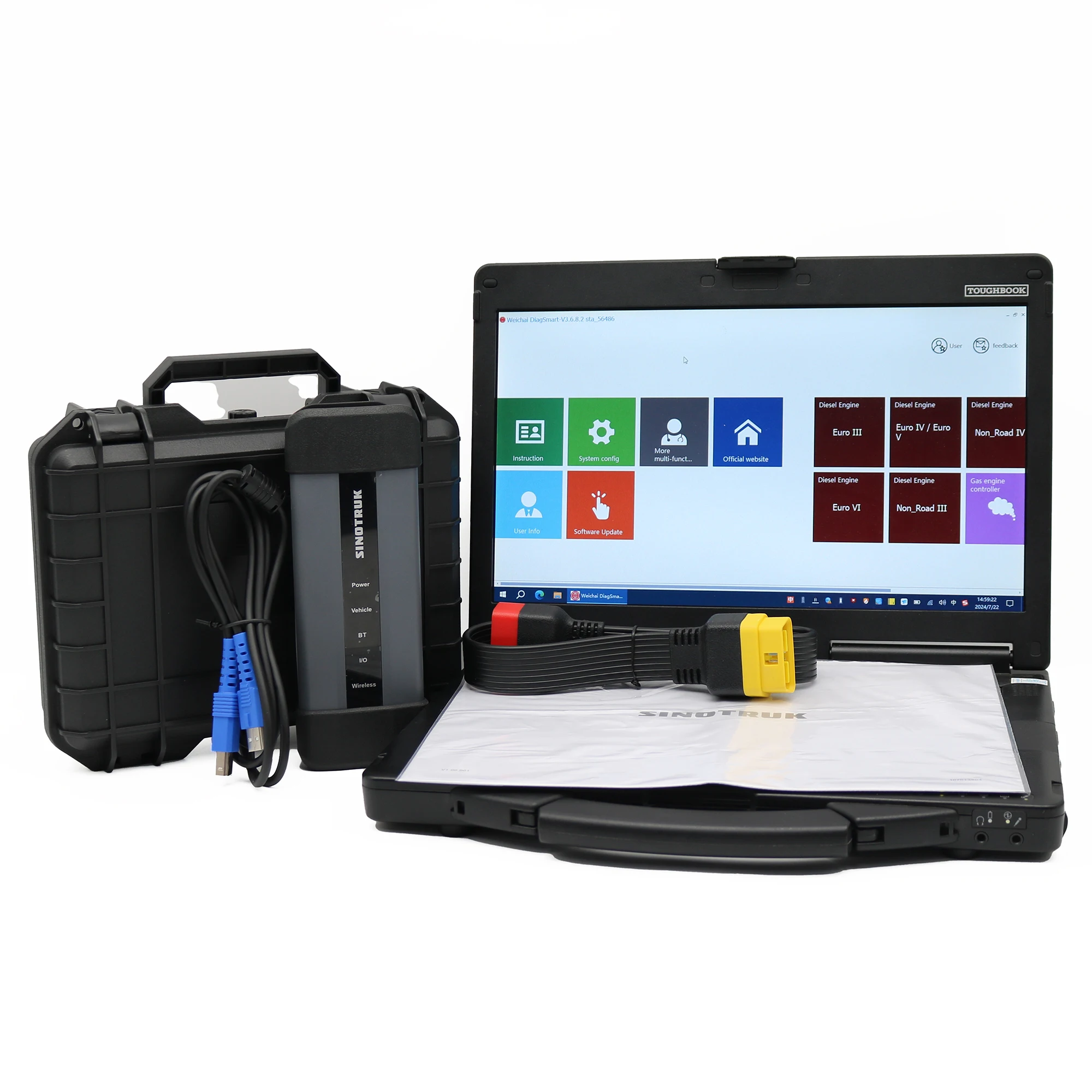 For Sinotruck Diagnostic Scanner tool Weichai SINOTRUK Sitrak Truck Heavy Duty Diagsmart Cnhtc Chinese Diesel Engine