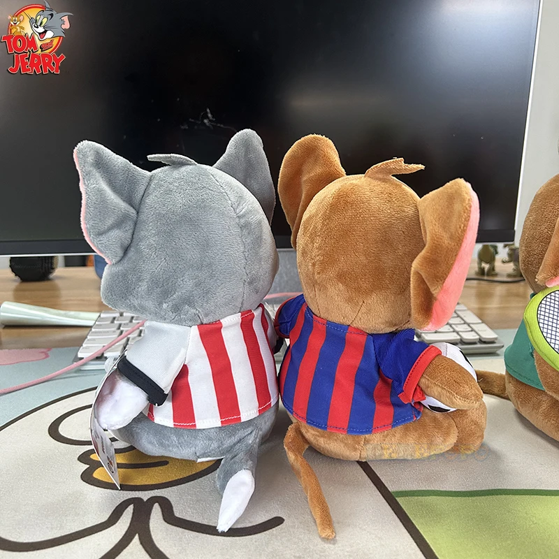 20cm Football Player Tom and Jerry Plush Toy, Soft and Huggable Stuffed Doll Great As Ornaments and Gifts
