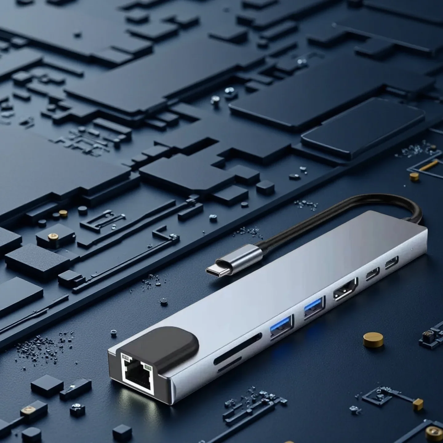 

8 в 1 USB-концентратор C, расширитель, многопортовый адаптер, разветвитель типа C, док-станция USB, 3 порта для телефона Xiaomi, планшета, быстрая передача данных, зарядка