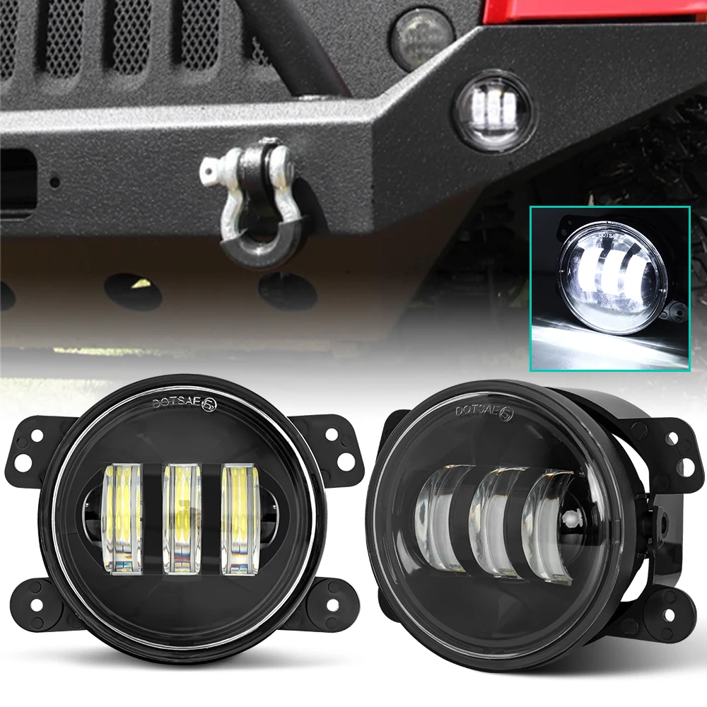 

For Offroad Jeep Wrangler Dodge Chrysler fog lights 30w 4 inch White DRL Round led with lens Projector 4'' Fog Lamp