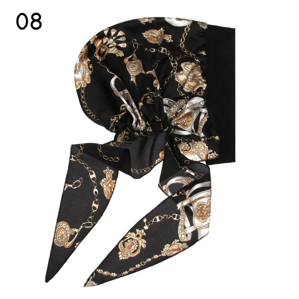 

Women Pre-Tied Printed Elastic Hair Loss Hat Cancer Head Scarf Chemo Pirate Cap Muslim Turban