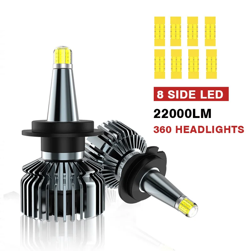 

360º Car Headlight Bulb H7 LED 22000LM H1 H11 H9 H8 H3 9005 HB3 9006 HB4 9012 HIR2 D1S D2S D3S D4S 6000K 12V Lamp Auto Fog Light