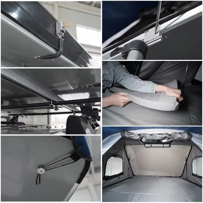 ODM  Luxury Waterproof Fiberglass Hard Shell Rooftop Tent for 4-5 People Outdoor Family Camping