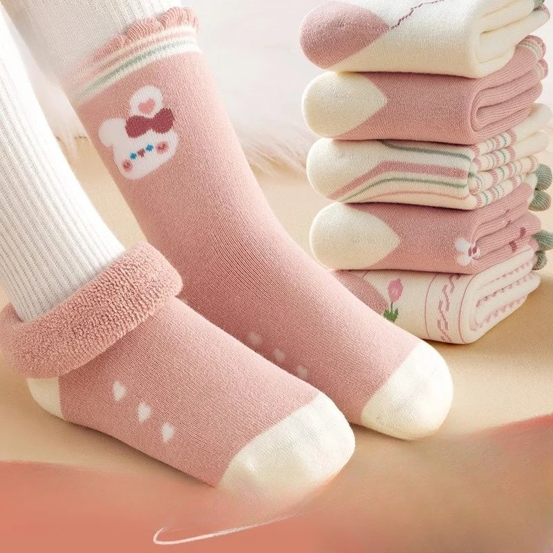 Children\'s Socks Wool Circle with Wool Thickening Skin Warm Stockings Autumn Winter Baby Boys and Girls Floor Socks