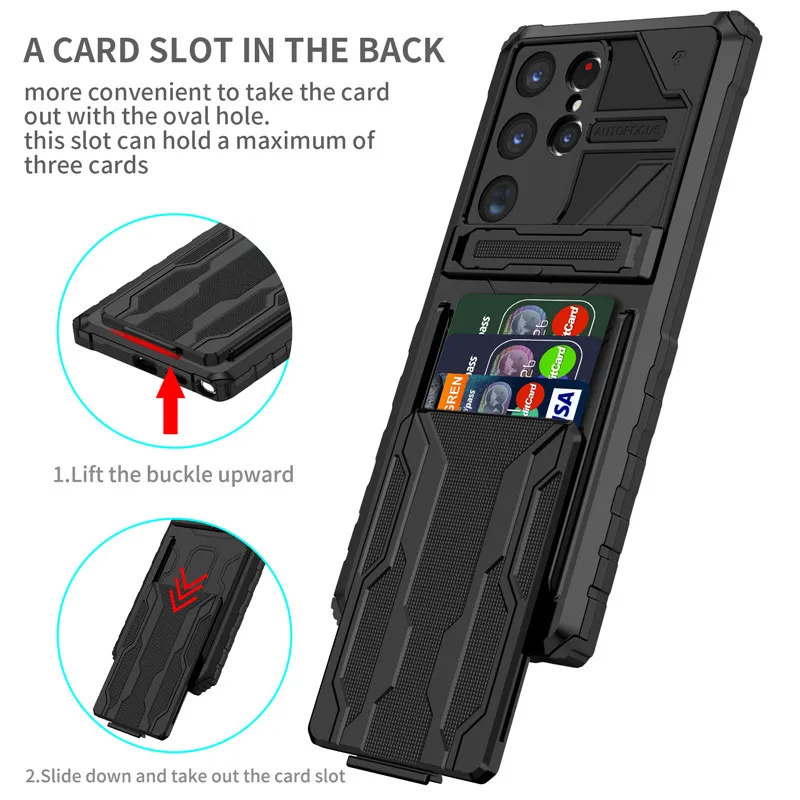 For Samsung Galaxy S23 Plus S23 Ultra Case ShockProof KickStand Phone Case For Galaxy S23Plus S23Ultra Card Slot Back Cover