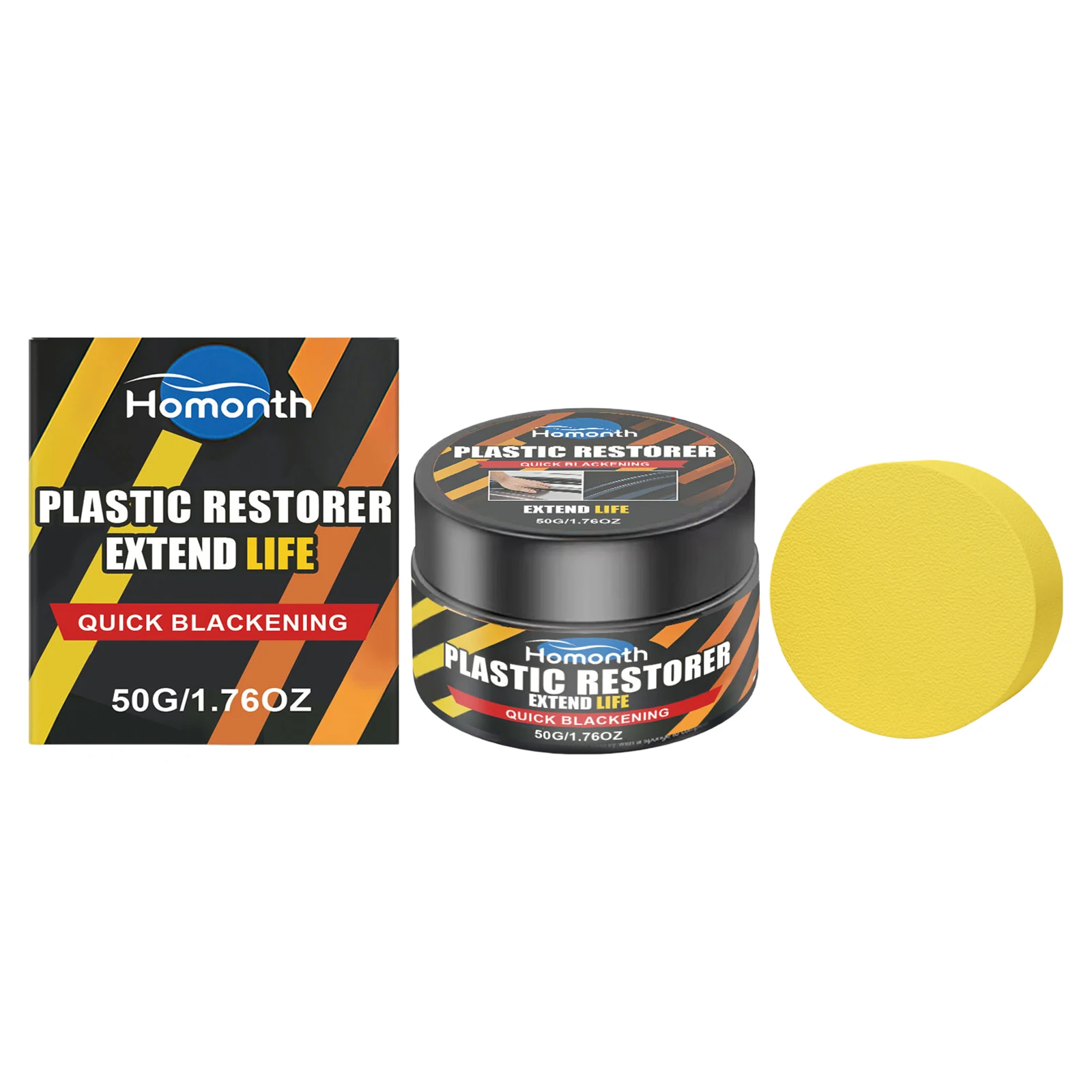50g Black Trim Restorer for Cars Interior Exterior Trim Scratch Remover Kit Non-Greasy for Restores Faded Plastic Vinyl Rubber