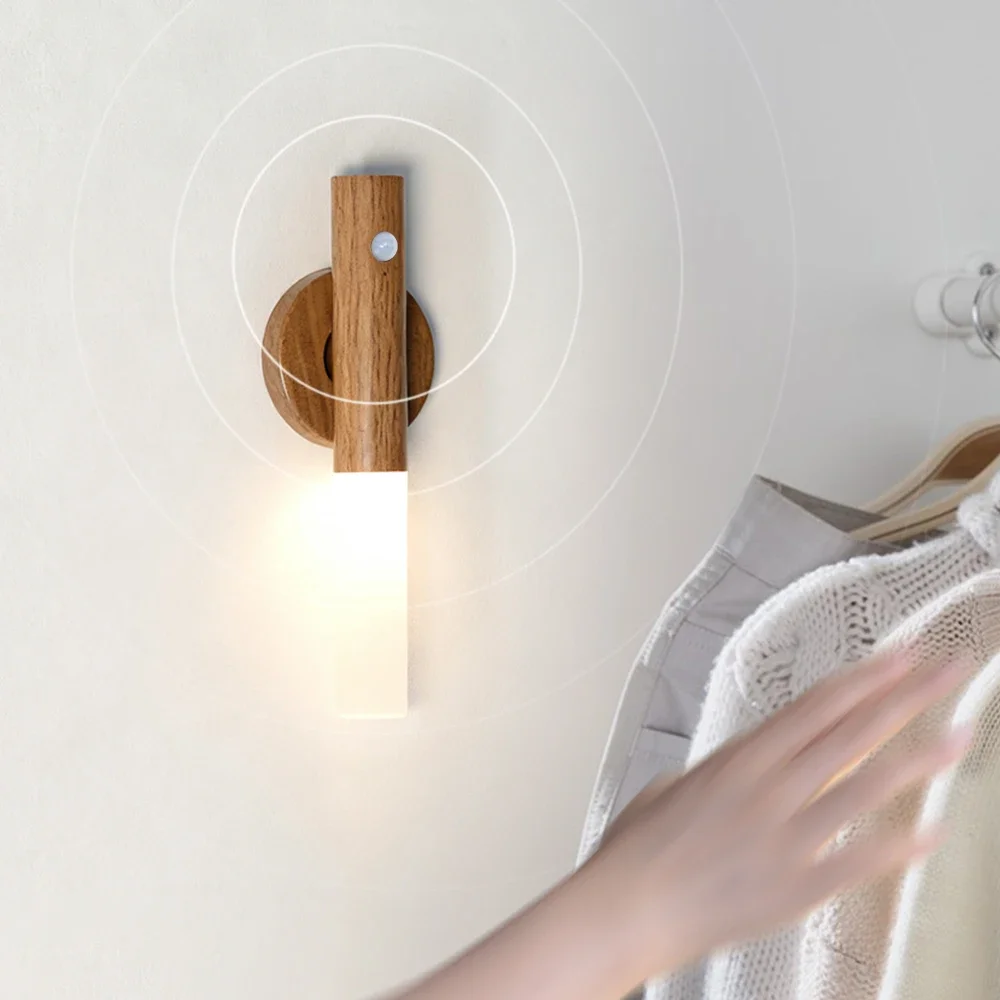 Intelligent Wooden Magnetic Suction Lamp LED Charging Night Light Staircase Corridor Bedroom Atmosphere Human Body Sensing Light