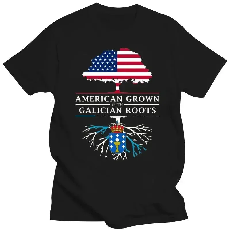 2024 NEW Mens Clothing ROOTS SHIRT American Grown With Galician Roots - Galicia Design T-