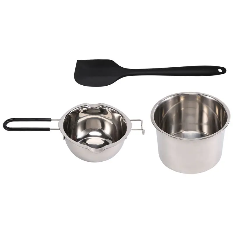 

AEE8-Double Boiler Pot Set Stainless Steel Melting Pot With Silicone Spatula For Melting Chocolate,Soap,Wax,Candle Making