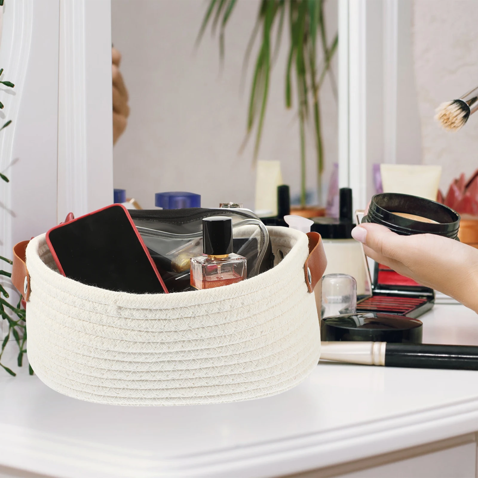 

Cotton Rope Storage Basket Woven Organizer for Bathroom Toilet Rolls Aromatherapy Personal Care Home Office Accessories