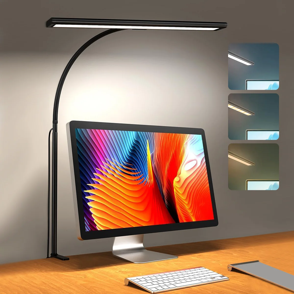 LED Desk Lamp for Office Home, Eye-Caring Desk Light Lamp with Stepless Dimming Adjustable Flexible Gooseneck And Light Color