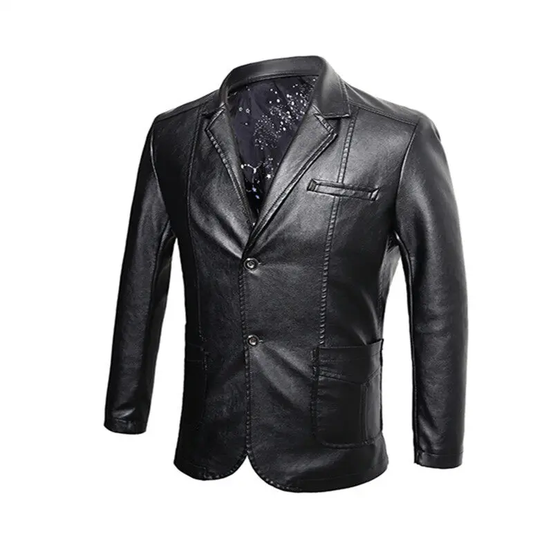 

casual mens clothing blazer High-end brand men zipper leather jacket male multi-color casual PU leather jackets khaki black 3XL