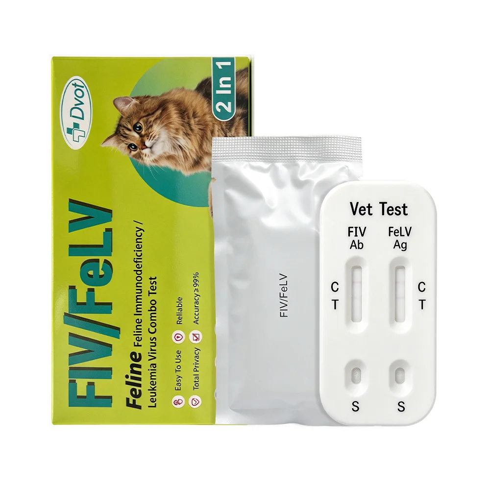 2-in-1 FIV/FeLV Cat Virus Test Kit - Quick 10-Min Home Screening for Feline Immunodeficiency & Leukemia, Easy-to-Use Accurate