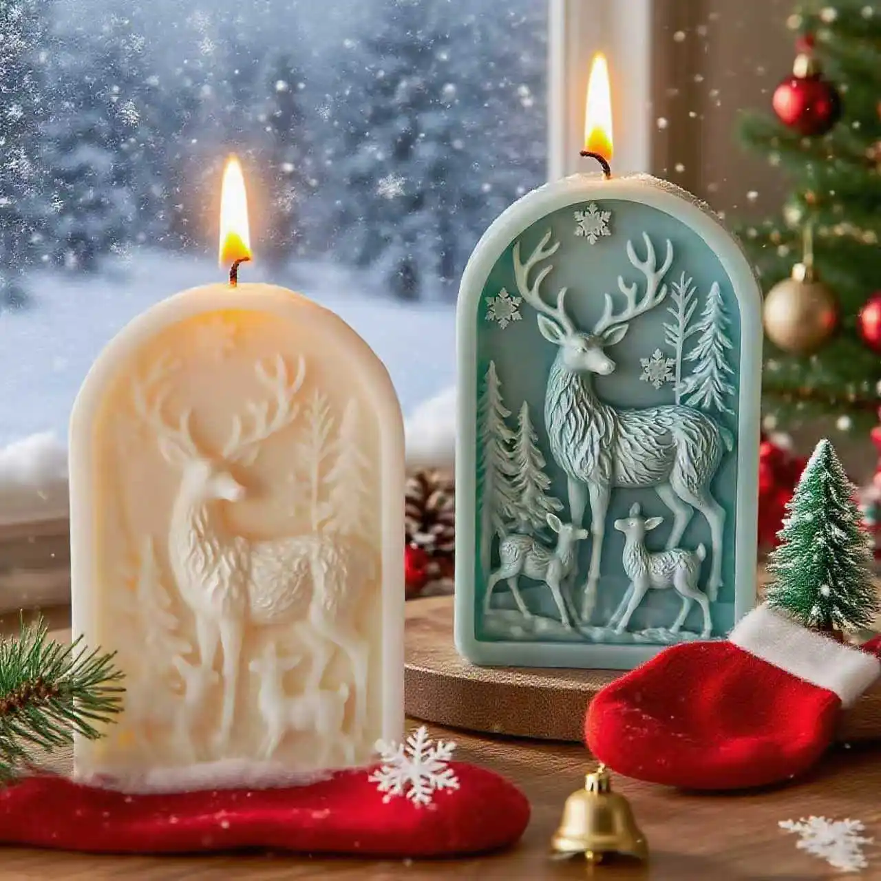 

DIY Christmas Moose Relief Silicone Mold for Gypsum Aromatherapy Products and Candle Making Suitable for Handmade Gift