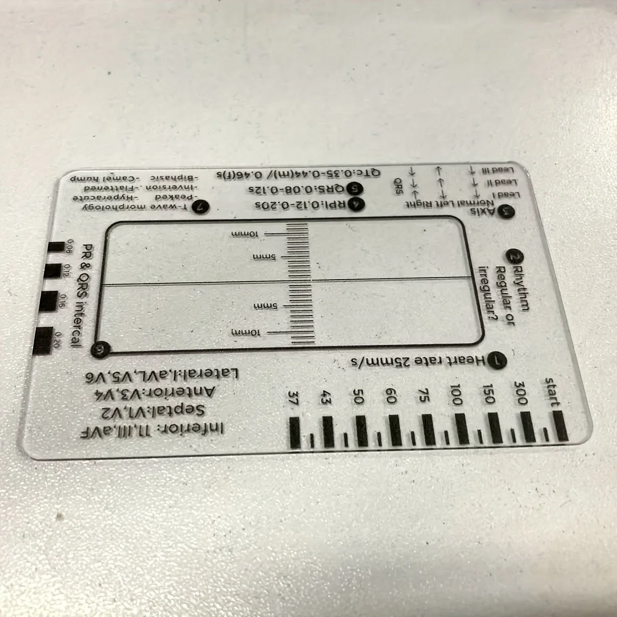ECG 7-Step Ruler, Heart Rate Measuring Ruler for ECG Waveform Observation, Medical ECG Calibration Tool