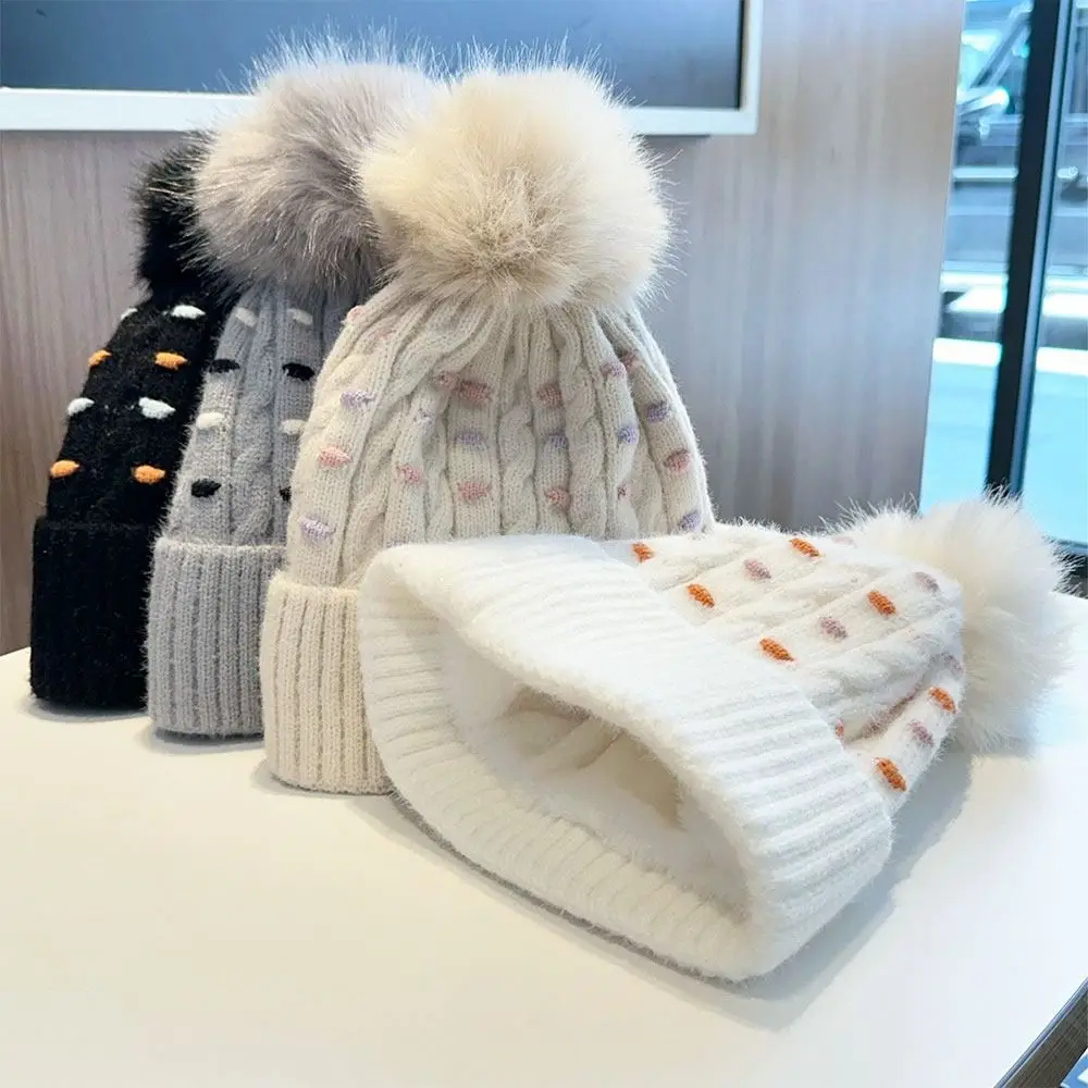 

Модная теплая зимняя шапка, утолщенная плюшевая вязаная шапка, повседневная шапка с защитой ушей, женские шапки