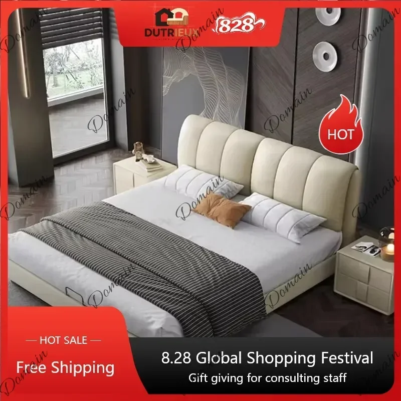 SX Master Luxury Modern Double Bed Frame High End Queen King Size Aesthetic Bed Frame White Nordic Wood Camas Matrimonial Furnit